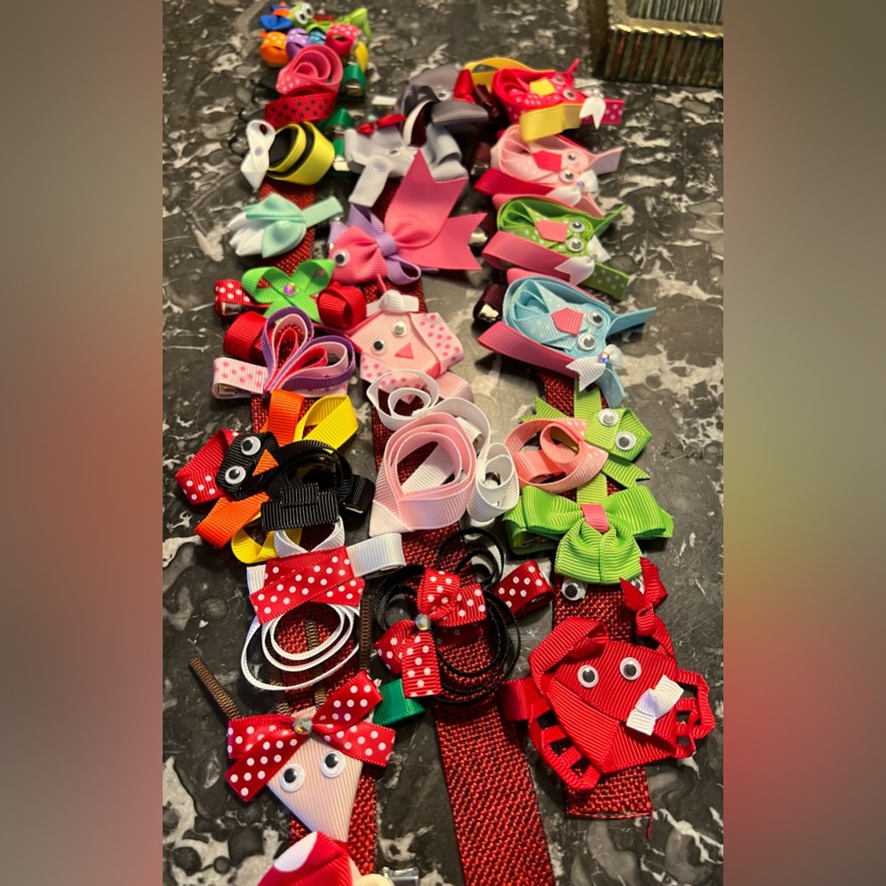 GRAB BAG Assortment of 5 NEW Grosgrain Animal Hair Clippie Bow on Alligator Clip